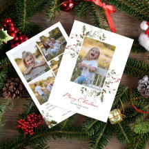 エレガントな水彩グリーンリースのクリスマス 5 枚の写真
