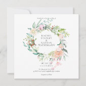 エレガントな水彩グリーン花のウェディング 招待状 (正面)