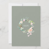 エレガントな水彩グリーン フラワー ウェディング 招待状 (裏面)