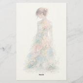 エレガントな水彩コスチューム ブライダル ファッション デザイナー 便箋 (裏面)