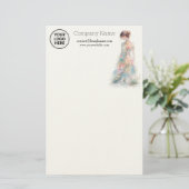 エレガントな水彩コスチューム ブライダル ファッション デザイナー 便箋 (スタンド正面)