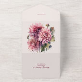 エレガントな水彩コーラルとピンクのダリアのウェディング オールインワン招待状 (外側)