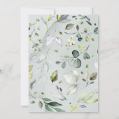 エレガントな水彩スキャン葉のグリーンウェディング 招待状 (裏面)