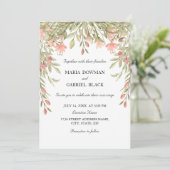 エレガントな水彩スタイルのフラワーグリーンウェディング 招待状 (スタンド正面)