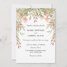 エレガントな水彩スタイルのフラワーグリーンウェディング 招待状