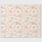 エレガントな水彩ソフトフラワーリーフ ラッピングペーパー (フラット)