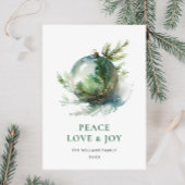 エレガントな水彩タッチのクリスマスオーナメントの挨 シーズンカード
