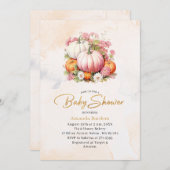 エレガントな水彩タンポポのベイビーシャワー 招待状 (正面/裏面)