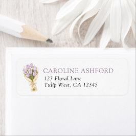 エレガントな水彩チューリップ ウェディング リターンアドレス ラベル