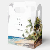 エレガントな水彩トロピカルビーチウェディング フェイバーボックス (オープン)