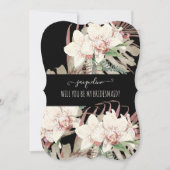 エレガントな水彩トロピカルフラワーが可愛いブライズメイド 招待状 (正面)