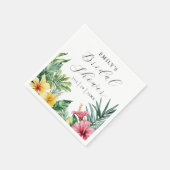 エレガントな水彩トロピカルフラワーのウェディングシャワー スタンダードカクテルナプキン (角)