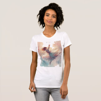 エレガントな水彩バレリーナTシャツ - 女性らしいエレガンス Tシャツ