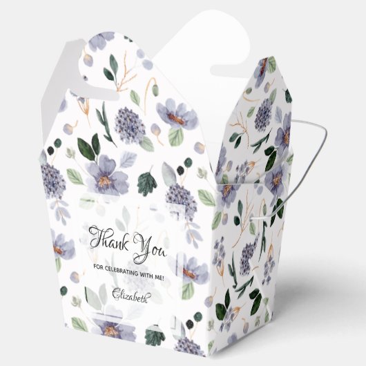 エレガントな水彩パープルフラワーデザイン フェイバーボックス (オープン)