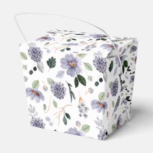 エレガントな水彩パープルフラワーデザイン フェイバーボックス (裏面サイド)