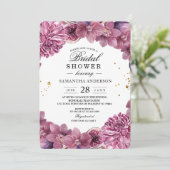 エレガントな水彩ピンクとパープルのランとイチジク 招待状 (スタンド正面)