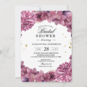 エレガントな水彩ピンクとパープルのランとイチジク 招待状 (正面)