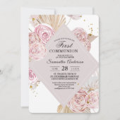 エレガントな水彩ピンクとパープルの花フレーム 招待状 (正面)