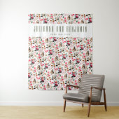 エレガントな水彩ピンクのグリーンカスタムウェディング タペストリー (インサイチュ)