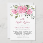 エレガントな水彩ピンクのハイドランジア リハーサルディナー 招待状 (正面)