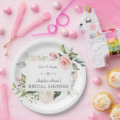 エレガントな水彩ピンクのブライダルシャワー ペーパープレート (パーティー)