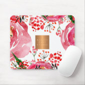 エレガントな水彩ピンクの芍薬と銅のメタリック マウスパッド (マウス)