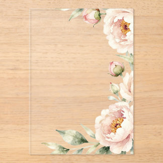 エレガントな水彩ピンクの芍薬の花の背景 アクリル招待状