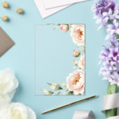 エレガントな水彩ピンクの芍薬の花の背景 アクリル招待状 (インサイチュ (ウェディング))