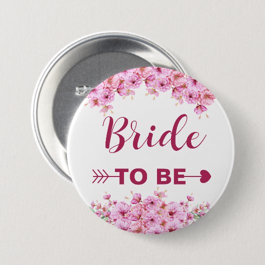 エレガントな水彩ピンクの花のプリンセス 缶バッジ (正面&裏面)