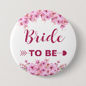 エレガントな水彩ピンクの花のプリンセス 缶バッジ (正面)