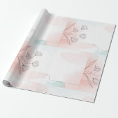 エレガントな水彩ピンクの花のラッピングペーパー ラッピングペーパー (アンロールド)