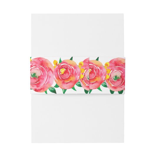 エレガントな水彩ピンクの花の招待状ベルトB 招待状ベリーバンド (裏面例)
