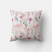 エレガントな水彩ピンクの野生の花の花柄 クッション (裏面)