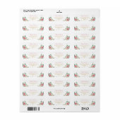 エレガントな水彩ピンクゴールドの花モチーフの差出人住所ラベル ラベル (フルシート)