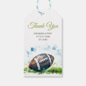 エレガントな水彩フットボールベイビーシャワー ギフトタグ (正面)