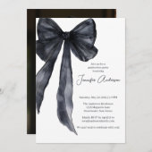 エレガントな水彩ブラックボウ卒業パーティー 招待状 (正面/裏面)