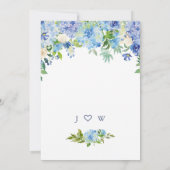 エレガントな水彩ブルーのアジサイの花のウェディング 招待状 (裏面)