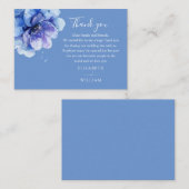 エレガントな水彩ブルーの花のウェディング感謝カード プレイスカード (正面/裏面)