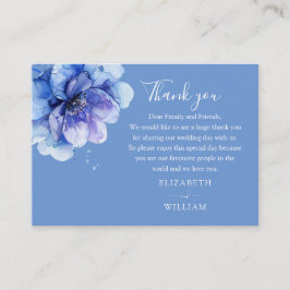 エレガントな水彩ブルーの花のウェディング感謝カード プレイスカード
