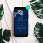 エレガントな水彩ブルーボウベイビーシャワー 招待状