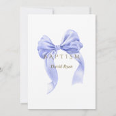 エレガントな水彩ブルーボーゴールドの少年洗礼 招待状 (裏面)