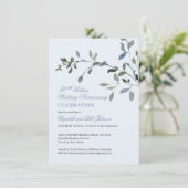 エレガントな水彩ブルー 50周年結婚記念日 招待状 (スタンド正面)