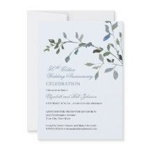 エレガントな水彩ブルー 50周年結婚記念日