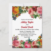 エレガントな水彩ボタニカルガーデンの花のウェディング 招待状 (正面)