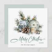 エレガントな水彩ボヘミアクリスマスオーナメント シーズンカード (正面/裏面)