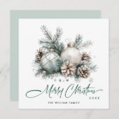 エレガントな水彩ボヘミアクリスマスオーナメント シーズンカード (正面/裏面)