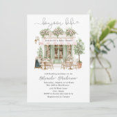 エレガントな水彩ボンジュールベベベビーシャワー 招待状 (スタンド正面)