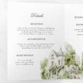 エレガントな水彩マンションガーデンウェディング 三つ折り招待状 (内部最初)