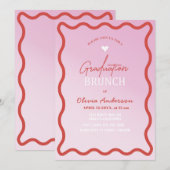 エレガントな水彩ミニマリスト卒業パーティーのお茶会 招待状 (正面/裏面)