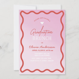 エレガントな水彩ミニマリスト卒業パーティーのお茶会 招待状